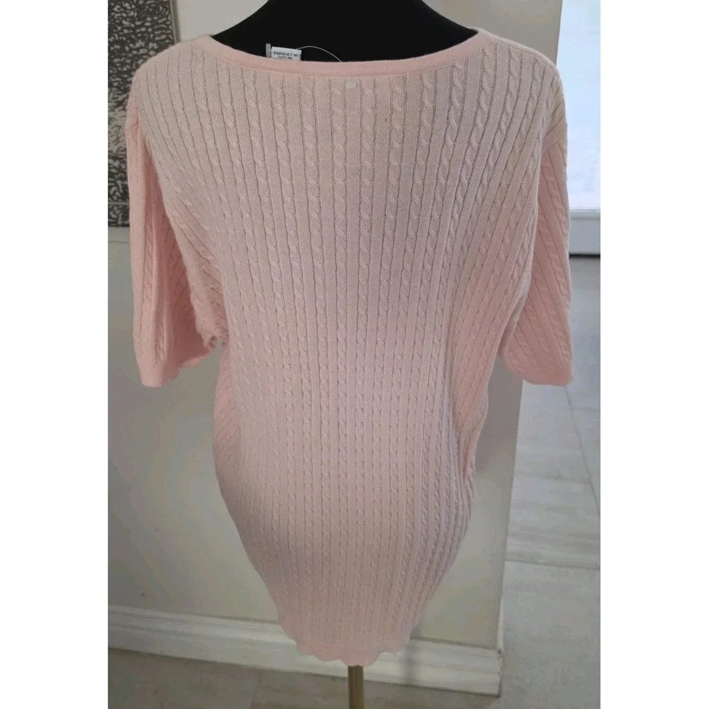 NWOT Croft & Barrow Plus‎ 3X Pink Cable Knit Sweater Preppy Classic Old Money
